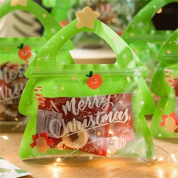 Envoltório de presente 10 pcs Festival de Natal Sacos Xmas Árvore Deer Forma Biscoitos Saco de Doces para Festa de Aniversário Infantil Decoração Doces Pacote 231027