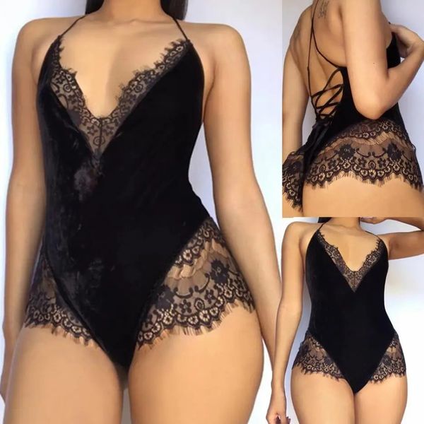 Sexy conjunto feminino lingerie femme sexy rendas teddy características mergulhando cílios e snaps virilha lingerie sexy para mulher sexo conjunto sutiã 231027