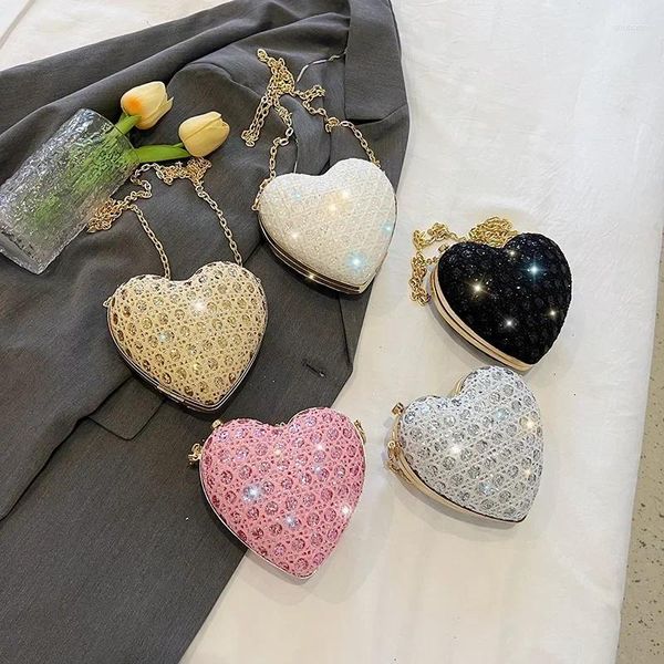 Sacos de cintura saco de noite embreagem luxo amor coração diamantes design requintado para senhoras meninas festa de casamento bolsa embreagens
