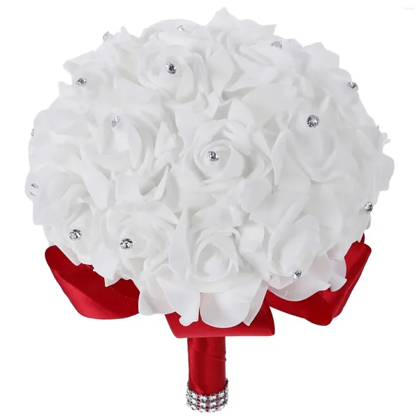Flores decorativas europeu americano segurando casamento bola de espuma artificial buquê de noiva diamante de luxo