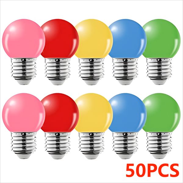 50 pçs e27 b22 3w 220v led colorido lâmpada de potência real marquee string led lâmpada esférica sala estar casa rgb bombilla