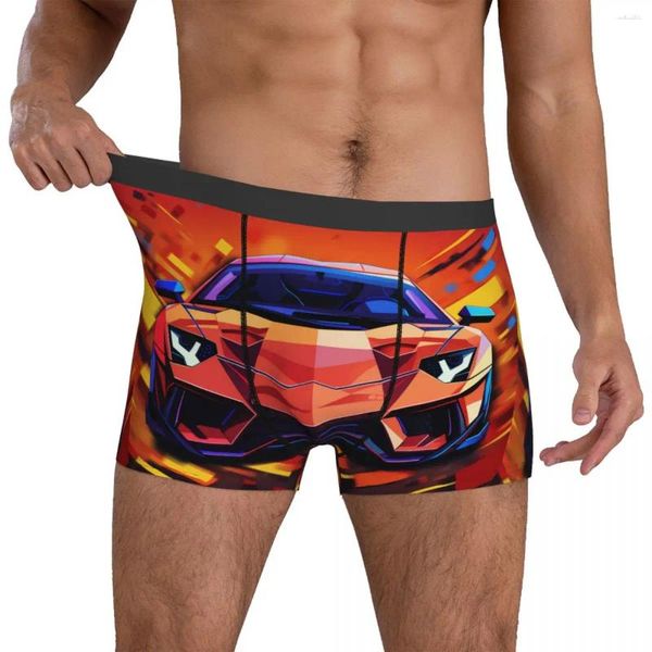 Mutande di lusso per auto sportive Intimo Cartoon Elementi 2D Boxer da uomo Slip morbidi Pantaloncini morbidi di alta qualità personalizzati di grandi dimensioni