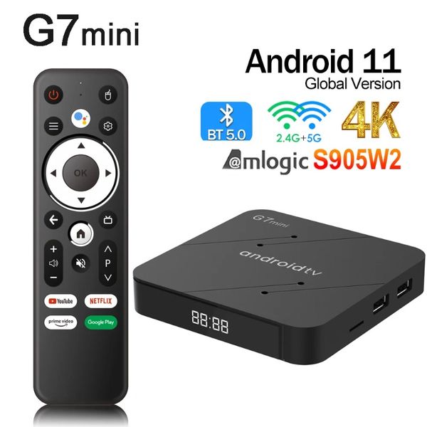 G7 mini Android 11 iATV TV Box S905W2 Quad Core Smart TV Box BT Telecomando vocale USB3.0 2.4G 5G Dual Wifi Set Top Box 2G16G