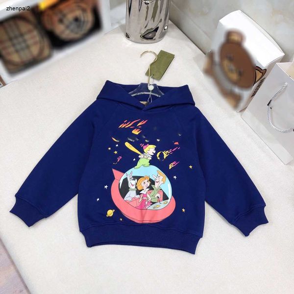 Luxo bebê hoodie de alta qualidade etiquetas completas crianças camisola tamanho 100-160 colorido padrão dos desenhos animados crianças pulôver oct25