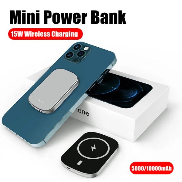 Mini Powerbank da 10000 mAh per Xiaomi Samsung iPhone Batteria esterna Caricatore wireless portatile Batteria ausiliaria magnetica Power Bank