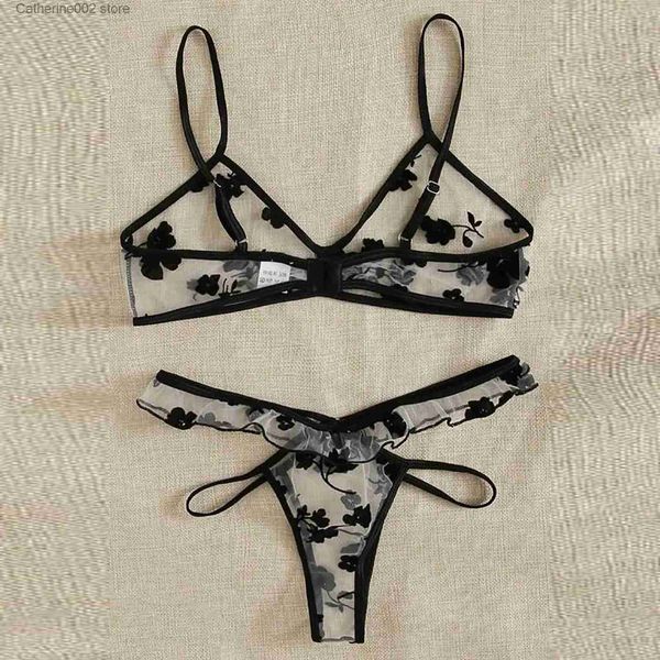 Sutiãs conjuntos venda quente lingerie sexy para mulheres lingerie espartilho laço fio livre racy musselina roupa interior tops + cuecas conjuntos de lingerie para mulheres sexy t231027