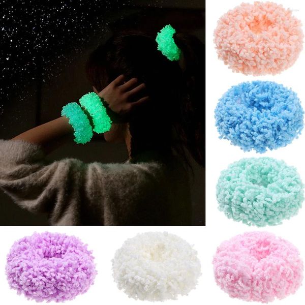 Acessórios de cabelo moda colorido luminoso cordas de pelúcia mulheres meninas rabo de cavalo titular headwear scrunchies elásticos