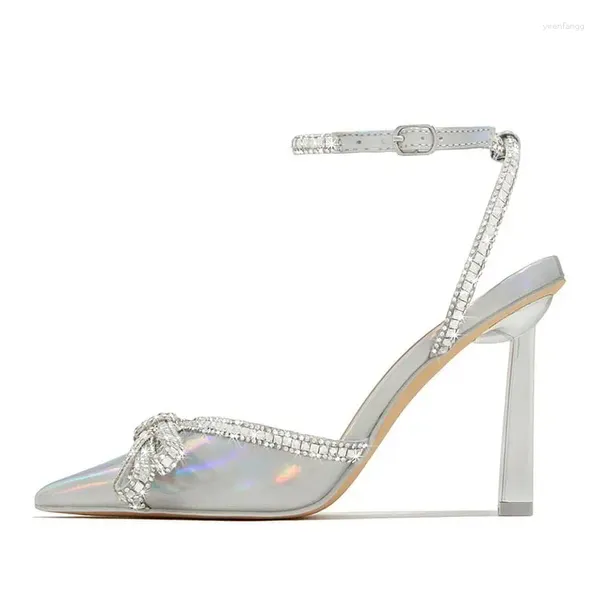 Kleid Schuhe Silber Stiletto Schleife Braut Strass Heels Funkelnde Pumps Große Größe Damen Maßgeschneidert