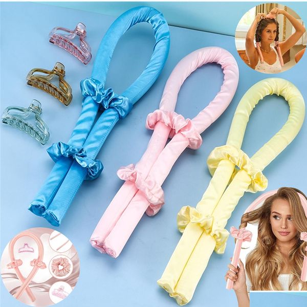 Heatless Curling Rod Headband Preguiçoso Curler Set Soft Wave Rollers Não Danificar Mulheres Cabelo Curls Styling Ferramentas Alisadores com Clip D Dhbvf