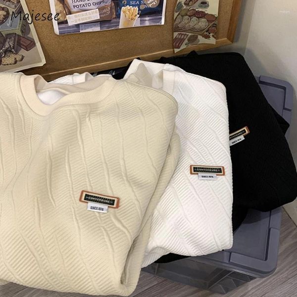 Felpe con cappuccio da uomo Felpe a 3 colori Uomo Stile preppy americano Manica lunga Adolescenti Girocollo quotidiano Baggy Retro Streetwear Pullover giovanile