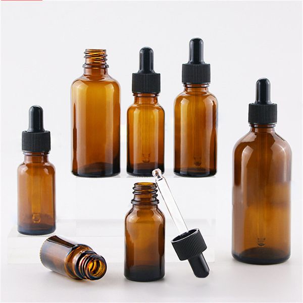 1-Unzen-Tropfflaschen aus bernsteinfarbenem Glas, Verpackungsflaschen für ätherische Öle mit Augentropfen für Öle, Flüssigkeiten, auslaufsicher