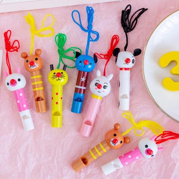 Bomboniera 10 pezzi Simpatico animale Fischietti in legno Giocattoli Bomboniere di compleanno per bambini Decorazione Baby Shower Noice Maker Giocattolo Goody Borse Pinata Regali