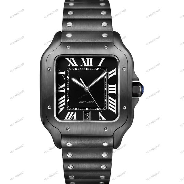 Designer mens relógio mulheres relógio automático enrolamento moda casal quadrado mostrador azul pulseira de metal de aço inoxidável relógio casual relógio esportivo MontreDe Luxe