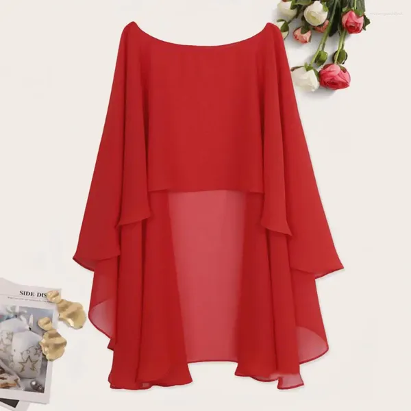 Шарфы Короткая передняя длинная шаль сзади Тонкий пуловер Модное женское шифоновое элегантное платье с неровным подолом