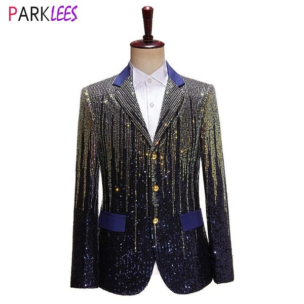 Herrenanzüge-Blazer, glänzender, gepunkteter, gestreifter Pailletten-Blazer, funkelnder Blazer, Anzugjacke, Herren, Slim-Fit, Reverskleid, Blazer, magische Party, Bühnenshow, Clubkleidung, 231026