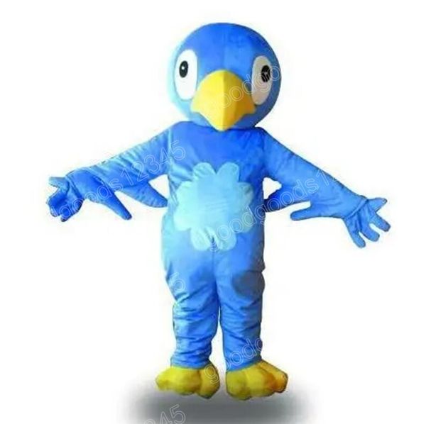 2024 Costumi della mascotte dell'uccello blu di formato adulto 2024 Halloween Fancy Party Dress Personaggio dei cartoni animati Carnevale Natale Pubblicità Costume da festa di compleanno Abito unisex