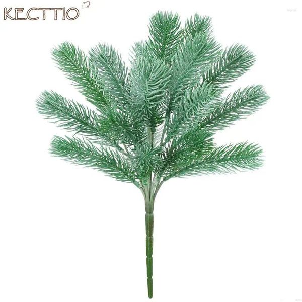 Flores decorativas de plástico grama pinheiro agulha artificial falso planta verde ramo árvore de natal decoração casamento diy acessórios para casa