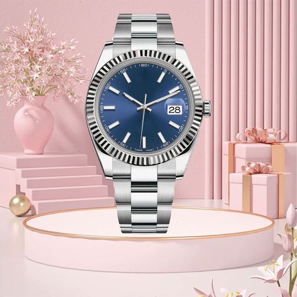 Relógio mecânico automático masculino 41mm 36 pulseira de aço inoxidável safira data apenas relógios de pulso super luminoso montre de luxe diamante canelado moldura relógio qualidade aaa