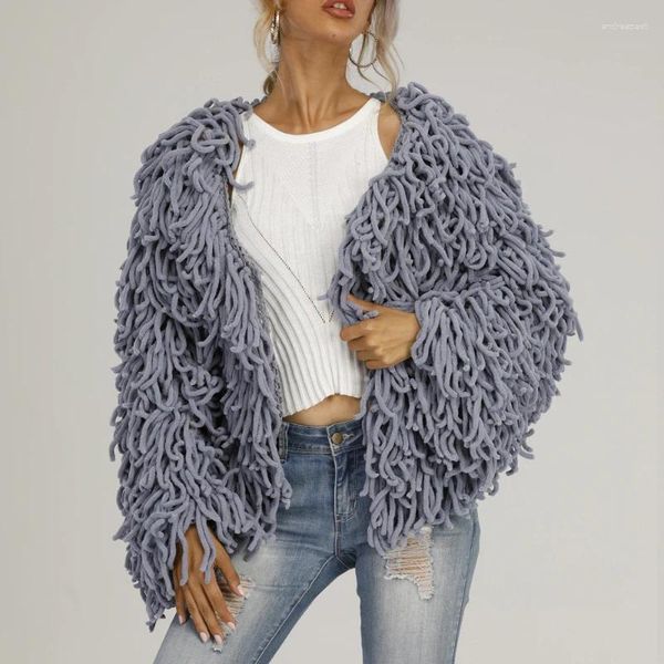 Casaco de pele peludo feminino fofo quente manga longa outerwear outono inverno jaqueta peluda sem gola