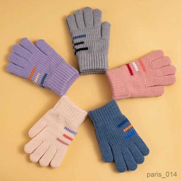 Kinder-Fingerhandschuhe, Winter, warm, für Kinder, modisch, schlicht, einfarbig, Fäustlinge für Kinder, Jungen, Mädchen, Wolle, Outdoor-Handschuh für 3–6-jährige Kinder, R231027