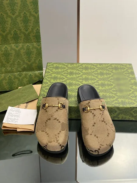 Casual Boston Mule Mulheres Homens Designer Chinelos Sandálias Carta Cáqui Impresso Casal Sapatos Ao Ar Livre Praia Moda Designers de Luxo Mens Slides