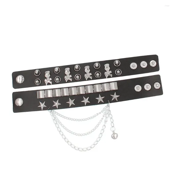 Charme Armbänder Gothic Hiphop Stil Leder Für Männer Punk Skeleton Stern Klassische Legierung Stahl Paar Armband Großhandel Geschenk