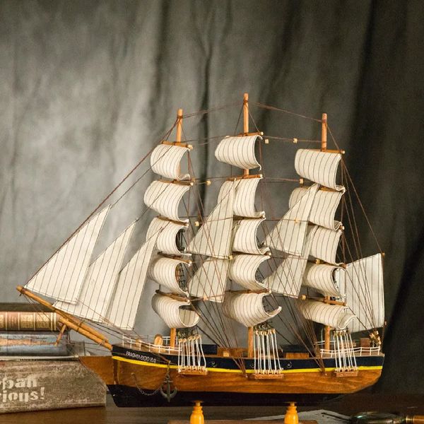 Modello pressofuso assemblato 60 cm Grande modello 3D di barca a vela in legno Giocattoli artigianali Barca a vela Modello di nave colleziona decorazioni per la casa Tubo regalo ad un amico 231026