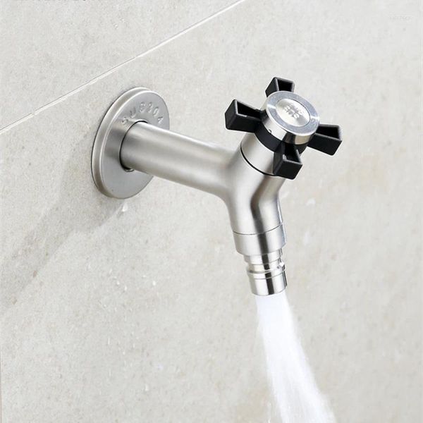 Banyo lavabo musluklar paslanmaz çelik fırçalanmış açık bahçe çamaşır makinesi musluk musluk G1/2 dişli soğuk su muslukları