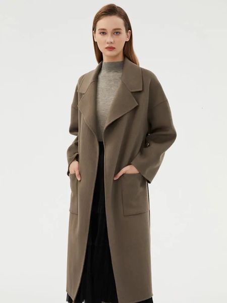 Женское полушерстяное пальто 2023, чистое пальто без пряжек, осенне-зимняя теплая модель, длинный топ, модный универсальный вариант 231026