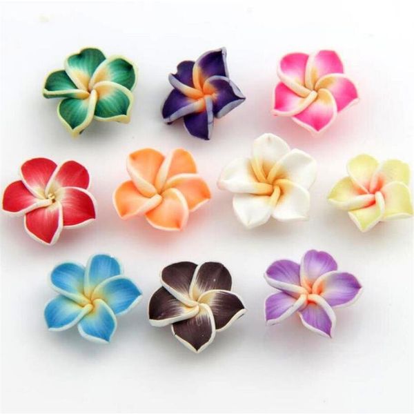 Perline sparse di fiori di plumeria di porcellana di argilla ceramica colorata 15mm 150 pezzi / lotto Gioielli di moda L30002082