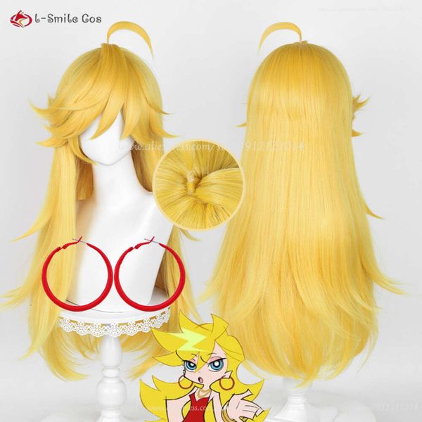 Costumi Catsuit Calza anime con reggicalze Anarchy Cosplay Parrucca lunga da 75 cm con collant giallo dorato Parrucche per giochi di ruolo per feste