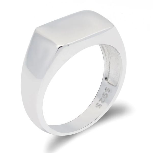 Fedi nuziali Anello con sigillo in argento sterling 925 per uomo Donna Rettangolo Classico semplice Anelli incisi per gli amanti Coppie Gioielli da sposa Regalo 231027