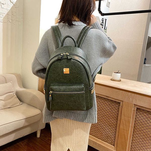 Sacos loja tomada versão coreana nova mochila feminina ins popular lazer plutônio couro macio viagem estudante saco de escola