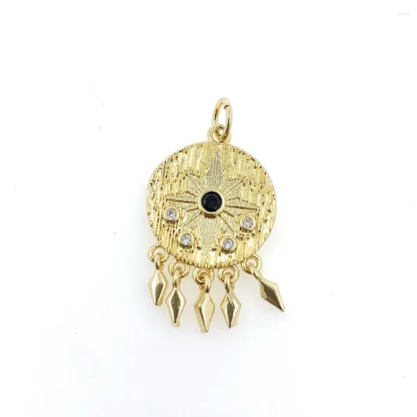 Pingente colares encantos design moda sol cor de ouro borla cz zircão cobre banhado colar jóias fazendo acessórios para mulher