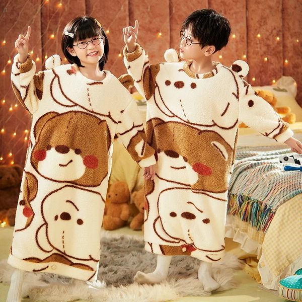 Pigiama Autunno Inverno Neonate Ragazzi Pigiama Morbida coperta Dormiglioni Bambini Simpatico costume da orso Sacco a pelo con cappuccio Tuta calda Taglie forti 231027