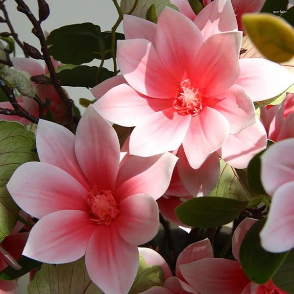 Fiori decorativi 1pc Simulazione di fiori artificiali 6 teste a gambo lungo Magnolia Pianta finta Matrimonio Decorazioni per la casa San Valentino