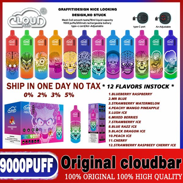 Cloudbar geerdun boom 9000 sbuffi sigarette monouscate monouso16ml e-liquid è più grande della maggior parte dei-liquidi usa e getta ed è alimentato da un boccone 9000 randm 15000