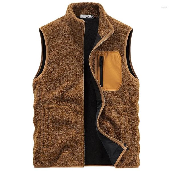 Gilet da uomo Gilet termico invernale in pile da uomo Moda multitasche Gilet caldo maschile Casual riscaldato per il ciclismo Taglie forti