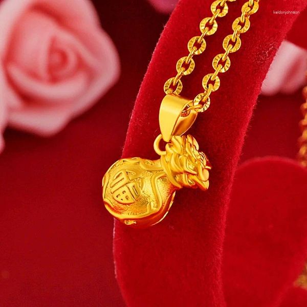 Ciondoli Borsa per soldi cava Collana con ciondolo Accessori Portafortuna Moneta imitazione gioielli in oro da donna