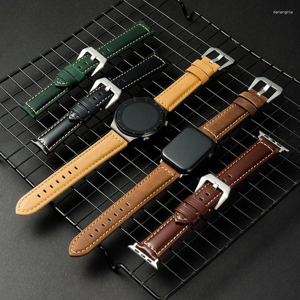 Assistir bandas feitas à mão 11 Acessórios de cores Vintage Couro genuíno 20mm 22mm 24mm 26mm Watch Band Men Men Strap Band Band Band