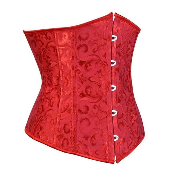 Bustiers espartilhos caudutas feminino underbust espartilho floral gótico sexy lingerie mini cupless vintage traje plus size red284j
