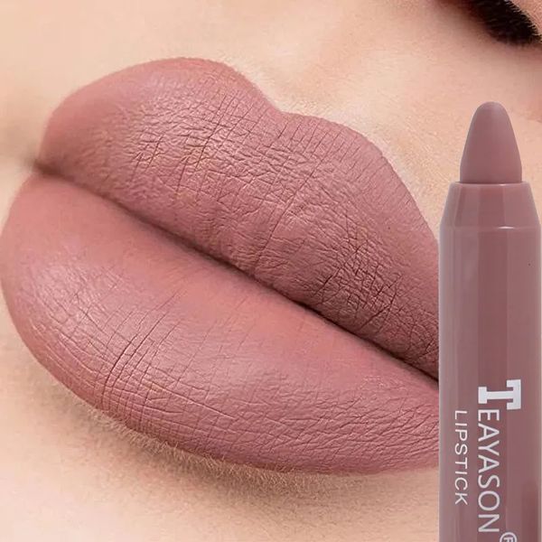 Lippenstift Nude Velvet Matte Langlebige wasserdichte Farbwiedergabe Nonstick Cup Lip Glaze Lips Liner Pencil Woman Cosmetics 231027