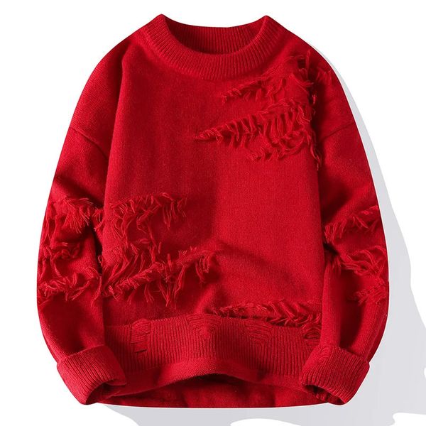 Мужские свитера Осень Зима Модный дизайн Рваные свитера Мужские мягкие теплые кашемировые пуловеры Свитера Мужские высококачественные мужские рождественские джемперы 231026