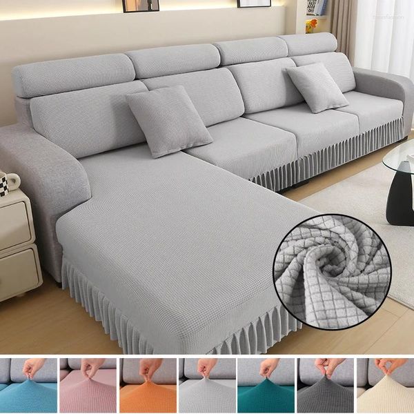 Cadeira cobre saia sofá assento capa de almofada jacquard protetor de móveis para sala de estar animais de estimação crianças polar velo estiramento lavável slipcovers