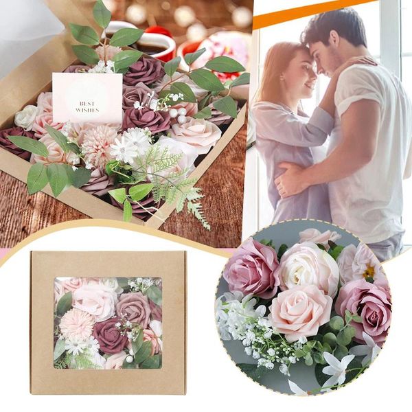 Dekorative Blumen Valentinstag DIY Seifenblume Geschenk Rose Box Blumenstrauß Hochzeit Zuhause Festival Künstliche Schnüre