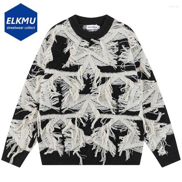 Männer Pullover Quaste Stern Stricken Pullover Männer Hip Hop Streetwear Übergroßen Pullover Strickpullover Harajuku Lose Schwarz Y2K