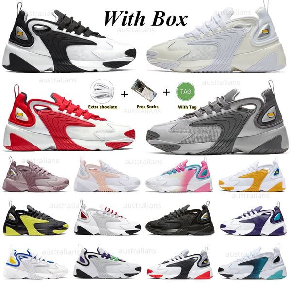 Zoom 2K Branco Preto Vela Platinum Tint Brilhante Carmesim Ginásio Vermelho Amarelo Mulheres Mens Running Shoes Trainer