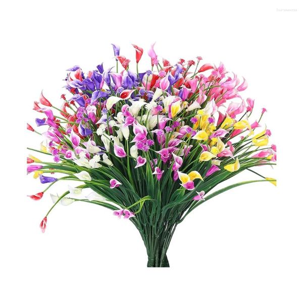 Flores decorativas 12pcs PU flor falsa artificial calla lírio para decoração de casa casamento buquê de noiva mesa