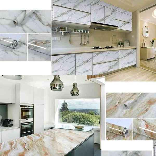 Adesivos de parede cozinha auto-adesivo impermeável e à prova de óleo imitação de mármore adesivo papel de parede quarto decoração padrão de tijolo 21061 dhnba