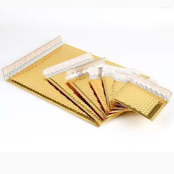 Envoltório de presente 40pcs ouro metálico bolha mailers folha acolchoada sacos aluminizados envelopes de embalagem postal